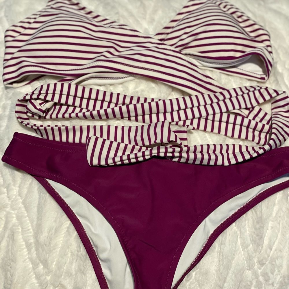Cupshe wrap around striped bikini